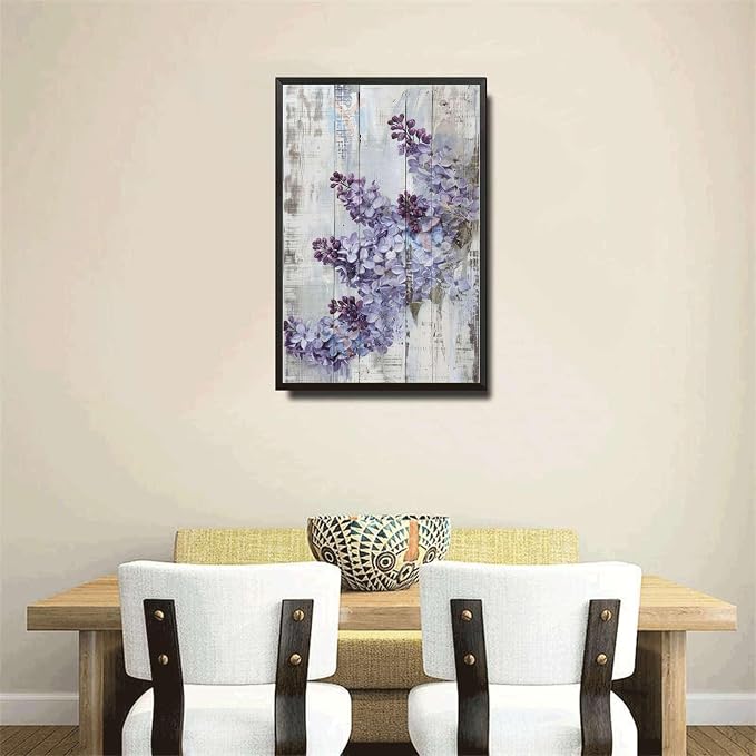 Metal Sign Tin Sign Vintage Wall Art Antique Spring Lilacs Tin Sign for Shabby Chic Gardens Soft Purple Hue Displays and Corrosion Res Greenhouse Decor for Room 8×12 Inches with Metal Frame