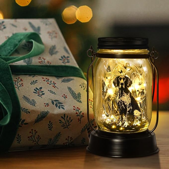 kyoryuger German Shorthaired Pointer Gifts for Women/Men, Pet Solar Lanterns German Shorthaired Pointer Lover Lantern Pet Loss Dog Memorial Lights Solar Garden Decor Yard,Patio,Torches Light Home