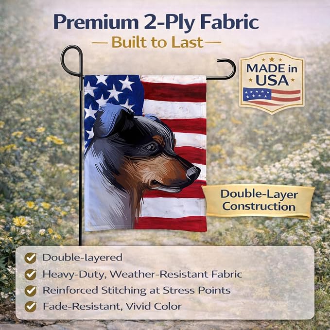 Caroline's Treasures CK6672GF Ratonero Bodeguero Andaluz American Flag Garden Flag Mailbox Flag Decorative Yard Flag Banner Outside Patio Artwork Yard Flower Beds, Garden Size, Multicolor