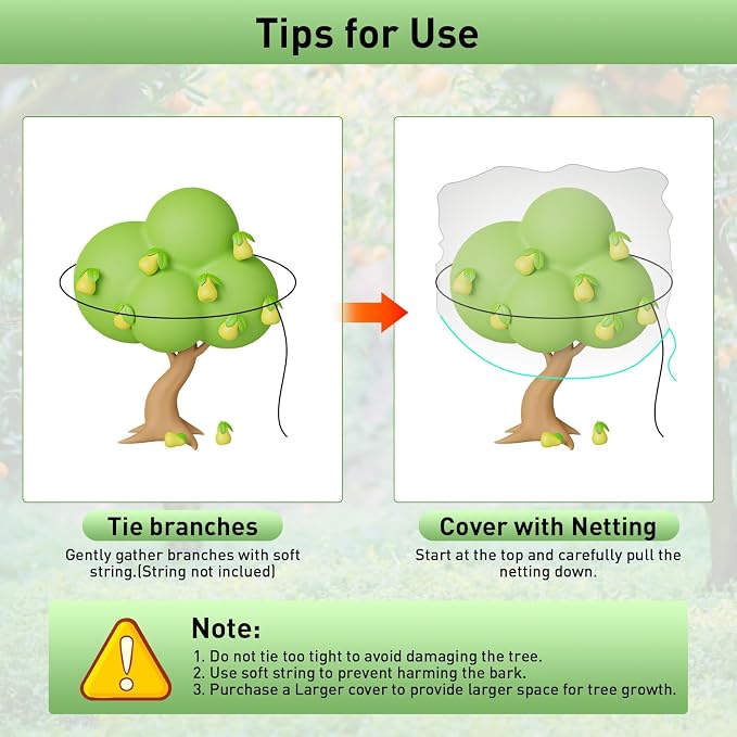 2PCS Large Fruit Tree Netting with Drawstring and Zipper, 6 x 6.6FT Blueberry Bush Netting Cover, Garden Bird Netting Plant Cover for Protect Plant Fruit Flower from Birds, Bugs, Cicadas, Insects