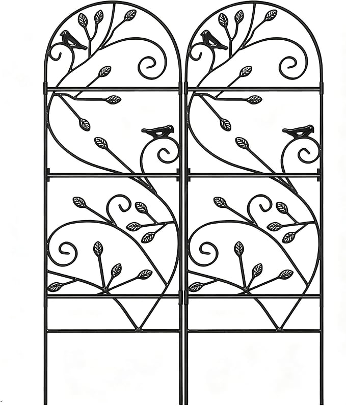 AMAGABELI 2 Pack Garden Trellis for Climbing Plants Outdoor Trellis 46" x 15" Climbing Rose Trellis Metal Trellis for Vines Flower Patio for Grape Cucumber Clematis Decorative Trellis Black
