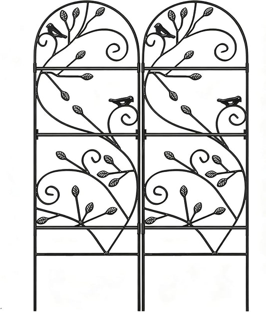 AMAGABELI 2 Pack Garden Trellis for Climbing Plants Outdoor Trellis 46" x 15" Climbing Rose Trellis Metal Trellis for Vines Flower Patio for Grape Cucumber Clematis Decorative Trellis Black