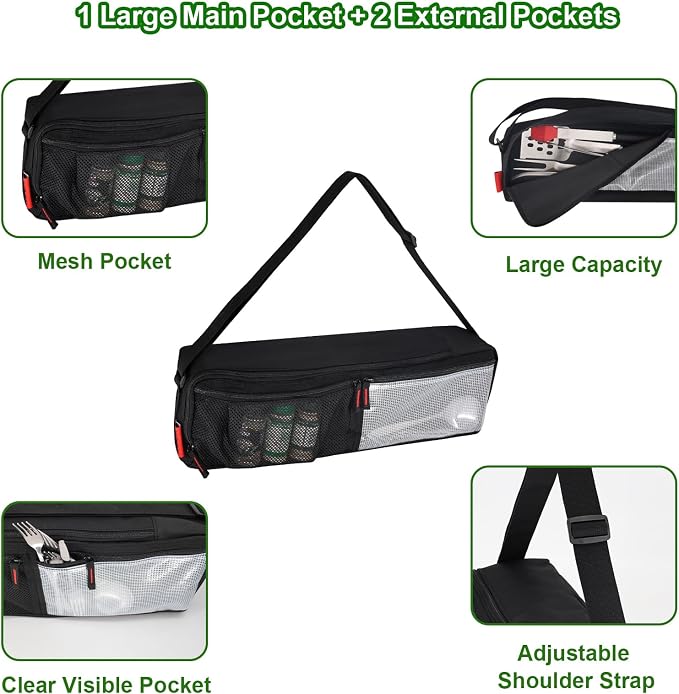 Grill Tool Organizer, BBQ Tool Storage Bag with Pockets- 20" Heavy-Duty Storage Bag Waterproof 600D Oxford, Folding Design Gift for Camping, Tailgates, Outdoor BBQ Parties (20" Lx6 Wx5 H)