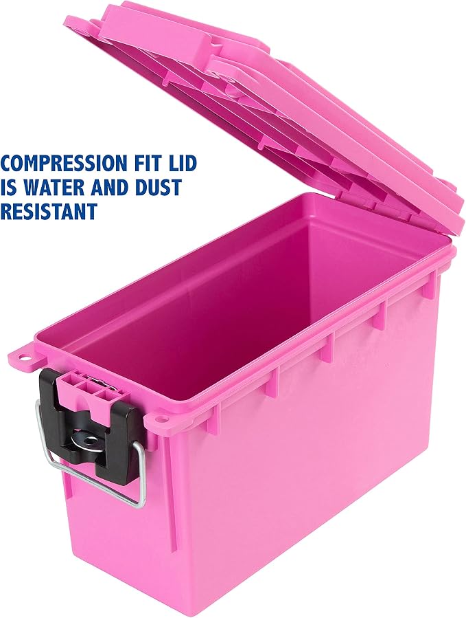 Sheffield Ammo Box Made in USA, Stackable Lockable Ammo Storage Box, Pink | Lockable Storage Box, Water and Dust Resistant Dry Box, Secures Hunting Gear, Gun Accessories, Supplies, and Bullets