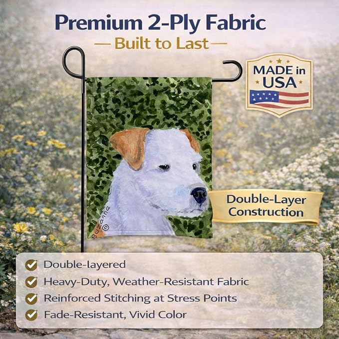 Caroline's Treasures SS8728GF Jack Russell Terrier Garden Flag Mailbox Flag Decorative Yard Flag Banner Outside Patio Artwork Yard Flower Beds, Garden Size, Multicolor
