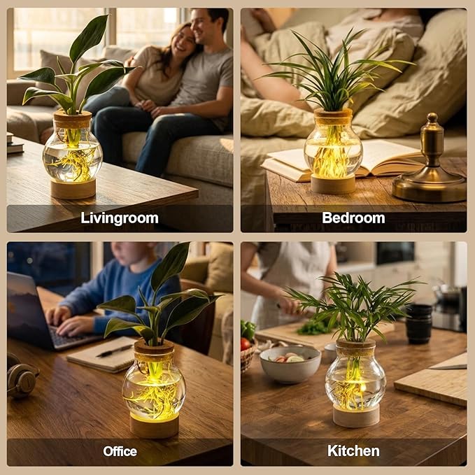 Propagation Stations, Plant Propagation Station with Light Base, Glass Propagation Vases, Hydroponic Vase for Plants, Glass Terrarium for Home Office Windowsill Tabletop Decoration (3)