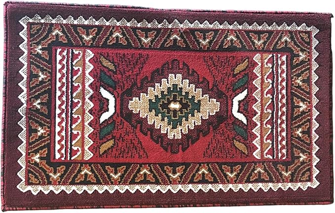 YHSF South West Native American Area Tribal Rug - Red, 2' x 3'4" | Easy-Clean, Soft & Durable Tribal Rug for Living Room, Bedroom, Kitchen & More - Stain-Proof Runner for Home Decor