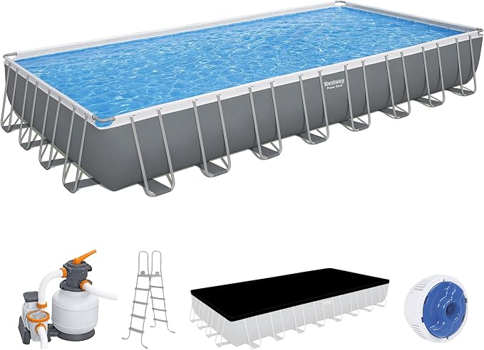 Bestway Power Steel Pool Set with Sand Filter Pump, Ladder, and Cover