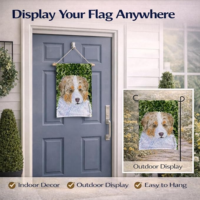 Caroline's Treasures SS8732GF Australian Shepherd Garden Flag Mailbox Flag Decorative Yard Flag Banner Outside Patio Artwork Yard Flower Beds, Garden Size, Multicolor
