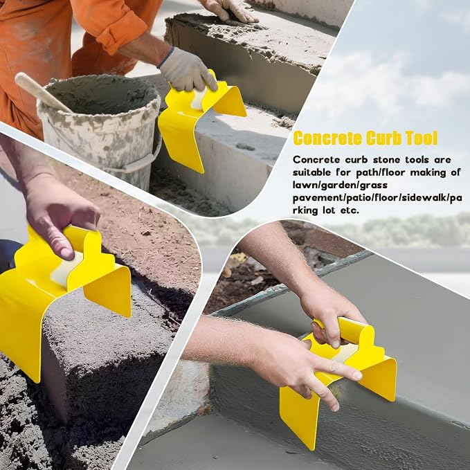 Concrete Curb Trowel, Garden Edging Curb Trowel Concrete Tool, Concrete Curb Trowel Edger, Landscape Curb Trowel with Putty Knife (Rectangle)
