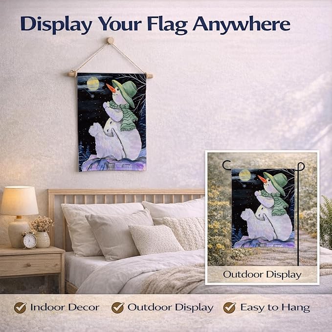 Caroline's Treasures SS8797GF Snowman with Westie Garden Flag Mailbox Flag Decorative Yard Flag Banner Outside Patio Artwork Yard Flower Beds, Garden Size, Multicolor
