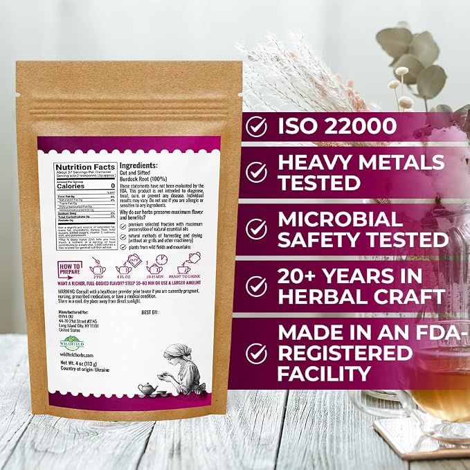 4 oz. Burdock Root Herbal Tea (Arctium Lappa) - 113g Dried Burdock Root Herb Tea Raíz De Bardana