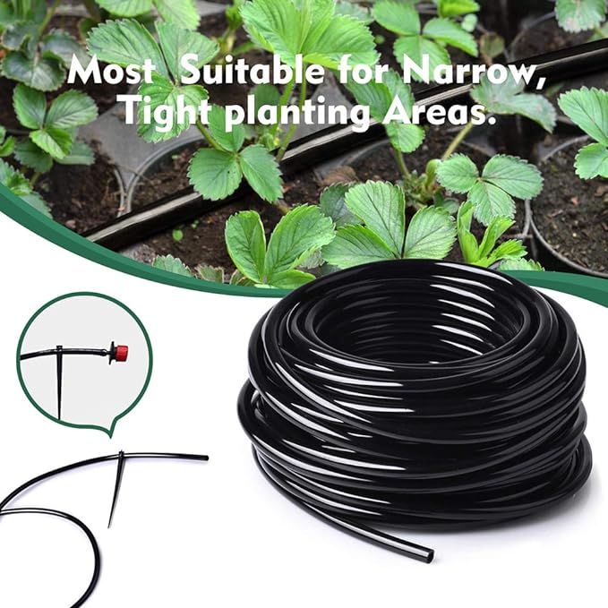 Bonviee 400ft 1/4 inch Drip Irrigation Tubing – Flexible, Durable Hose, Compatible with 1/4" Barbed Tee, Micro-Emitters & Misters, Perfect for New Home Garden System
