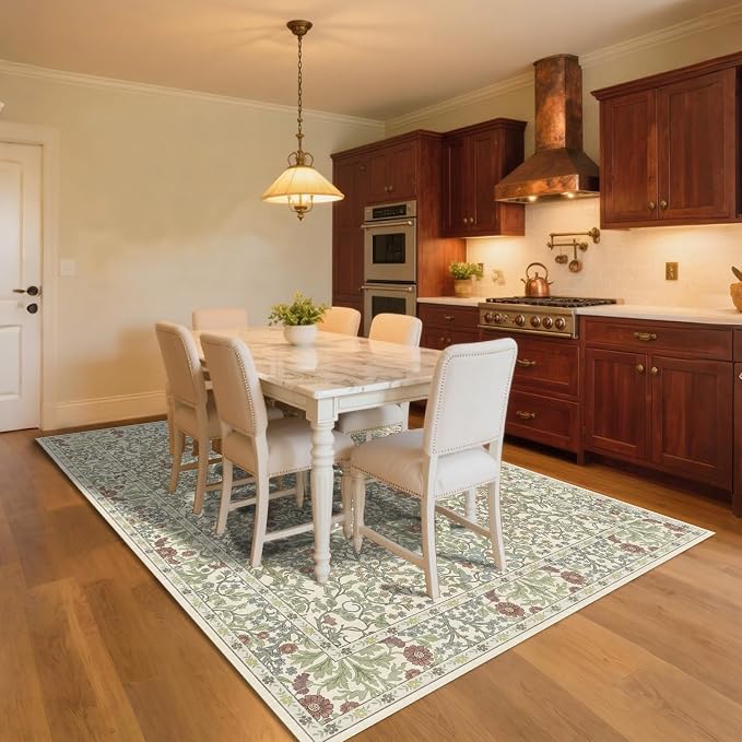 4x6 Area Rug for Bedroom Beside Rug, Laundry Room, Entryway, Kitchen, Washable Non-Slip Low Pile Ultra Soft Stain Resistant Carpet (Light Green)