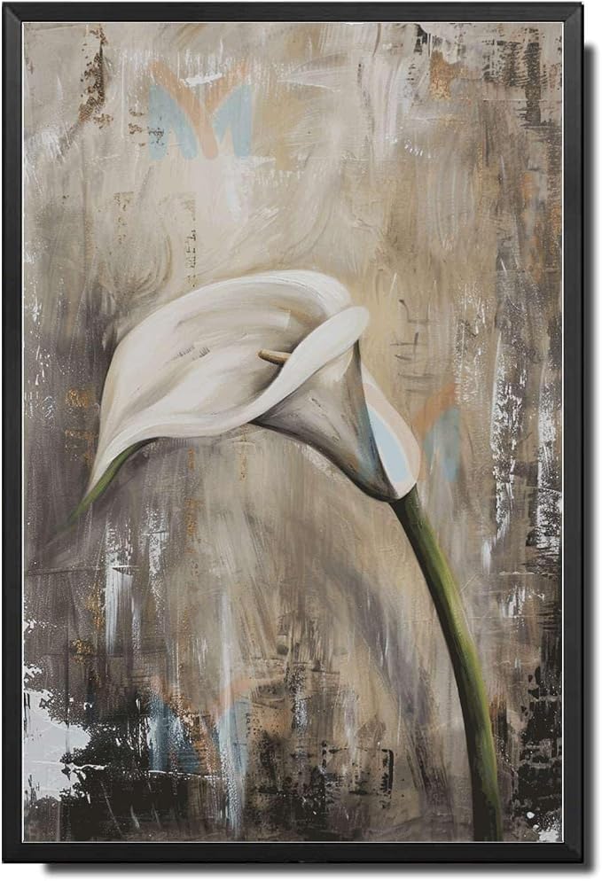 Metal Sign Tin Sign Vintage Shabby Chic Calla Lily Tin Sign for Vintage Still Life Art Rustic Wall Decor and Distressed Wood Metal Garden Sign for Home Decor 12×16 Inches with Metal Frame