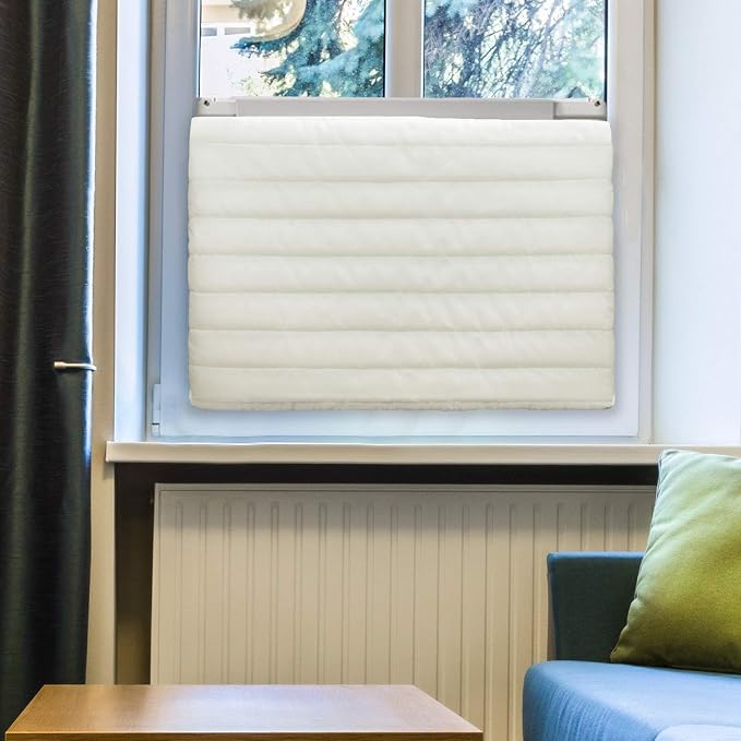 COSFLY Indoor Air Conditioner Cover, Window AC Cover, 21”L x 15”H x 3”D | For Inside, Double Insulation, All-Weather Draft Protection, Elastic Drawstring, Beige
