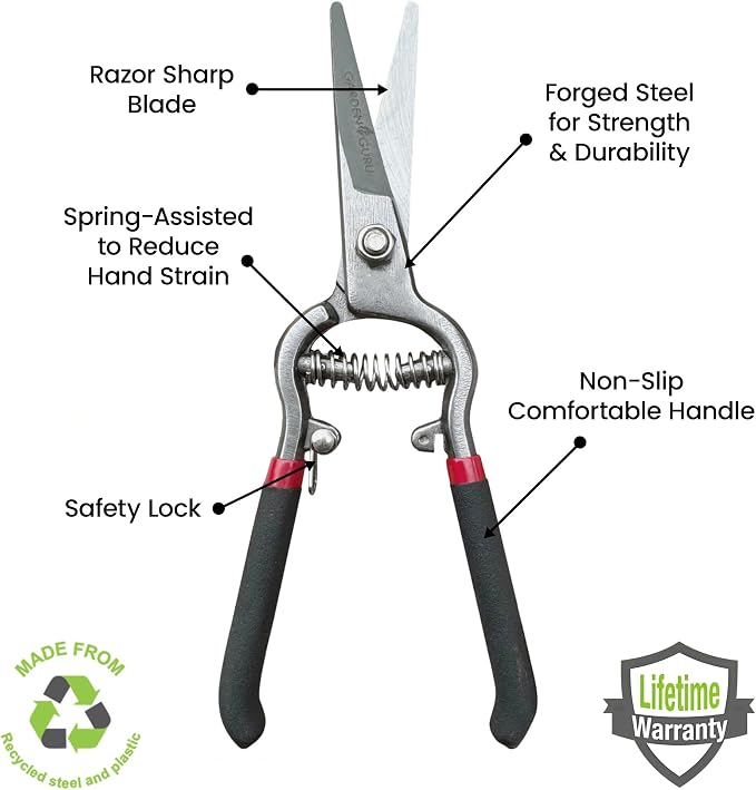 Garden Guru Classic Bypass Pruning Shears Clippers – Heavy Duty Forged Steel Pruners – Non Slip Comfort Grips – Cuts up to 1” Diameter – Professional Straight Pruners for Gardening - 1 Case (60 Pcs)