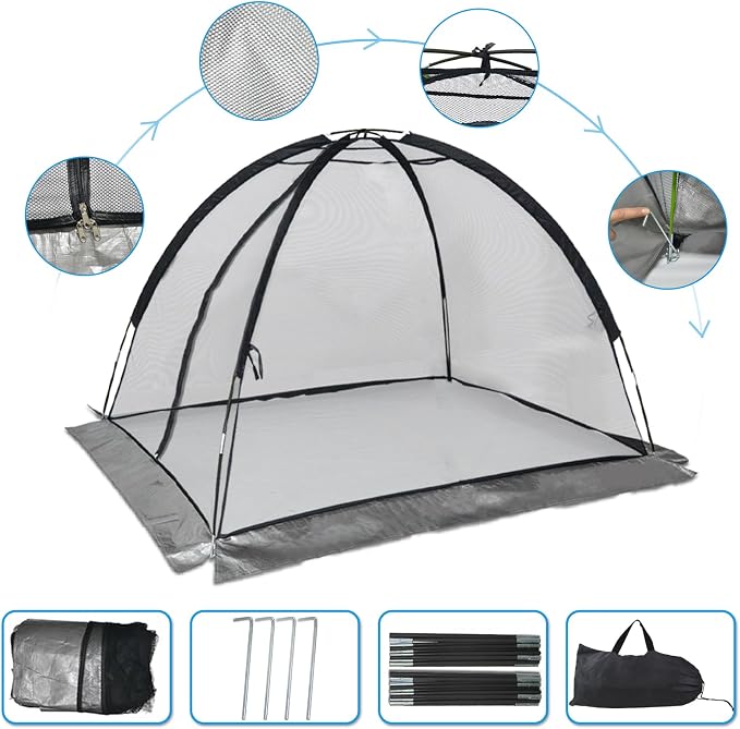 Doublehorse Pond Cover Net: Large 13 x 17 FT Heavy-Duty Dome Nylon Mesh for Outdoor Fish Koi Garden Winter Protection from Leaves & Debris Netting Plant Covering Tent with Zipper Stakes