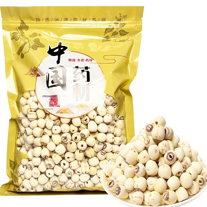 Dried Lotus Seeds - 17.64oz/500gPure Natural Chinese Herbal Medicine- 白莲子Core Removed - for Cooking, Soup, Dessert & Herbal Tea (Lotus Seeds)
