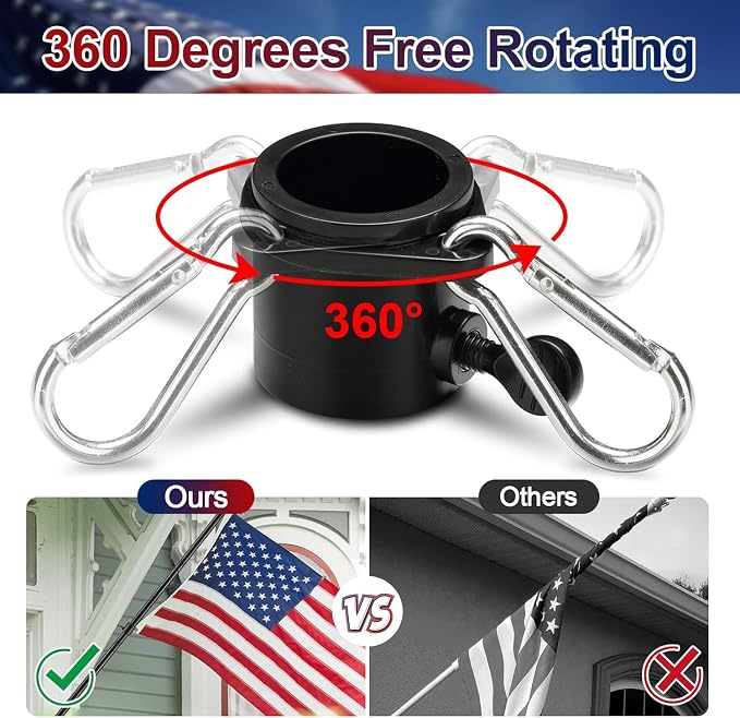 Flag Pole Kit with 3x5 US Flag - Includes 5ft Heavy Duty Tangle Free Flagpole,Weather Resistant 3x5 Embroidered American Flag,Aluminum Holder Bracket,for Outside House,Porch,Outdoor