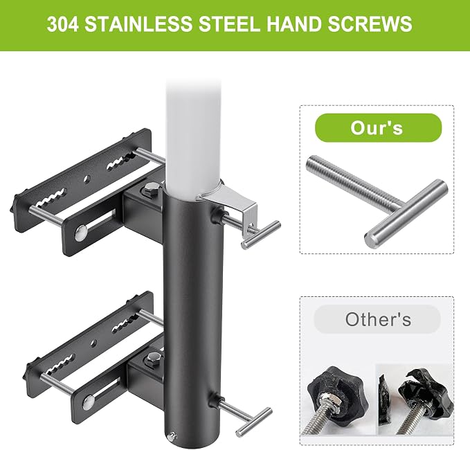 Heavy Duty Deck Railing Umbrella Holder, Adjustable Patio Umbrella Stand for 1-2 Inch Poles, Secure & Sturdy Railing Grille Mount, Maximizes Outdoor Space