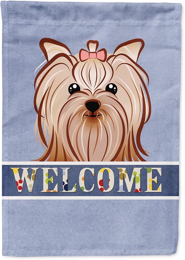 Caroline's Treasures BB1390GF Yorkie Yorkishire Terrier Welcome Garden Flag, Blue Mailbox Flag Decorative Yard Flag Banner Outside Patio Artwork Yard Flower Beds, Garden Size, Multicolor