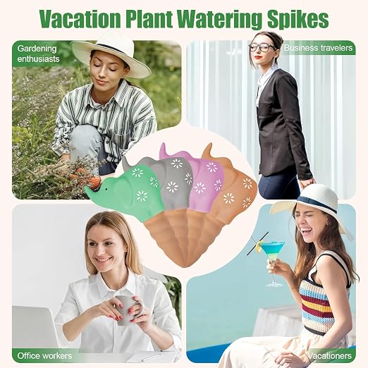 Terracotta Watering Spikes, 4 Pack Plant Watering Devices Self Watering Spikes Vacation Clay Watering Stakes Garden Plant Watering Globes for Indoor & Outdoor Plants