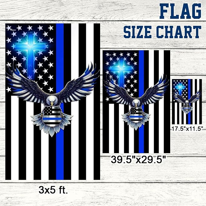 FLAGWIX American Flag - The Thin Blue Line. Police. Law Enforcement American Eagle Flag TPT1581F, Garden Flag (11.5" x 17.5") - USA Flags Premium Polyester - Decorative Indoor Outdoor Flag