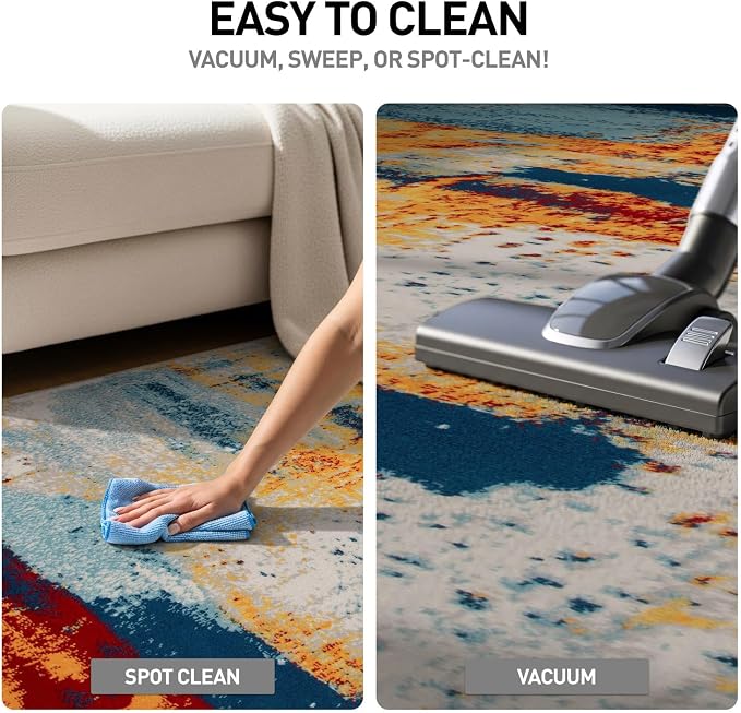 Rugshop Abstract Fade-Resistant Living Room Area Rug Multi 7'10" x 10' | Rectangular, Size 7'10" x 10', Bedroom, Dining Room, Home Office, Kitchen, Entryway, Hallway, Nursery, Kids Room, Guest Room