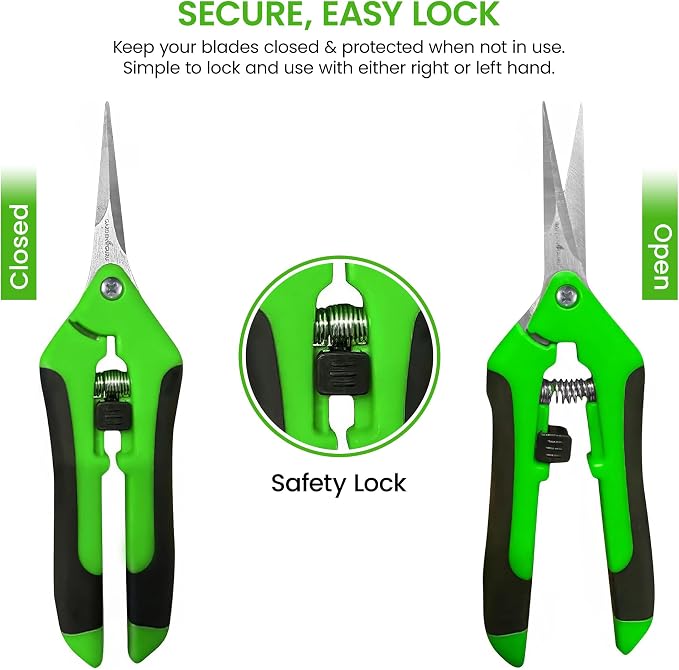 Garden Guru Razor Sharp Snip - Professional Garden Pruning Shears Trimmers Scissors – Micro-Tip Precision Stainless Steel Blades - Easy on Arthritic Hands - Soft Ergonomic Rubber Handles (4 Pack)