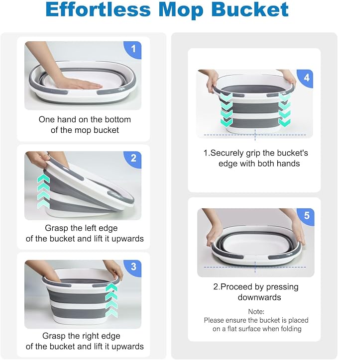 Lesipee Collapsible Bucket 16L with Handles, Foldable Silicone Mop Bucket Space Saving Tub for Laundry, Camping, Beach & Pool Party Ice Bucket, Portable Wash Basin for Home, Car & Outdoor, 4.2 Gallon