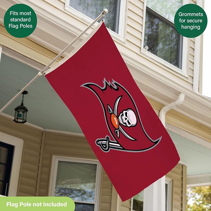 NFL Tampa Bay Buccaneers 3 x 5 Outdoor Durable House Flag with Grommets | Sport Team Flag & Banner | Indoor Wall Decoration for Room