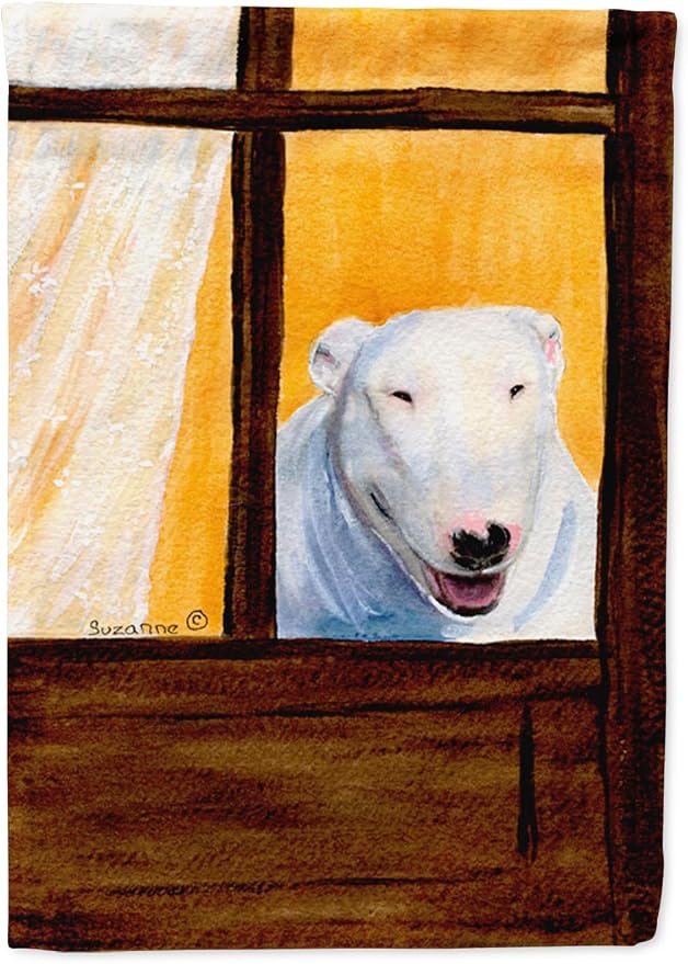 Caroline's Treasures SS8542GF Bull Terrier Garden Flag Mailbox Flag Decorative Yard Flag Banner Outside Patio Artwork Yard Flower Beds, Garden Size, Multicolor