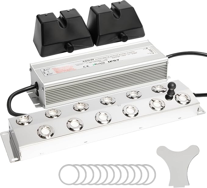 Ultrasonic Mist Maker Fogger 12 Heads, Ultrasonic Mister 9000ml/H | 400W & IP67 Waterproof Power Supply, with 2 Floats & 12 Atomizer Heads Replacements, Perfect for Fountain Pond, Halloween
