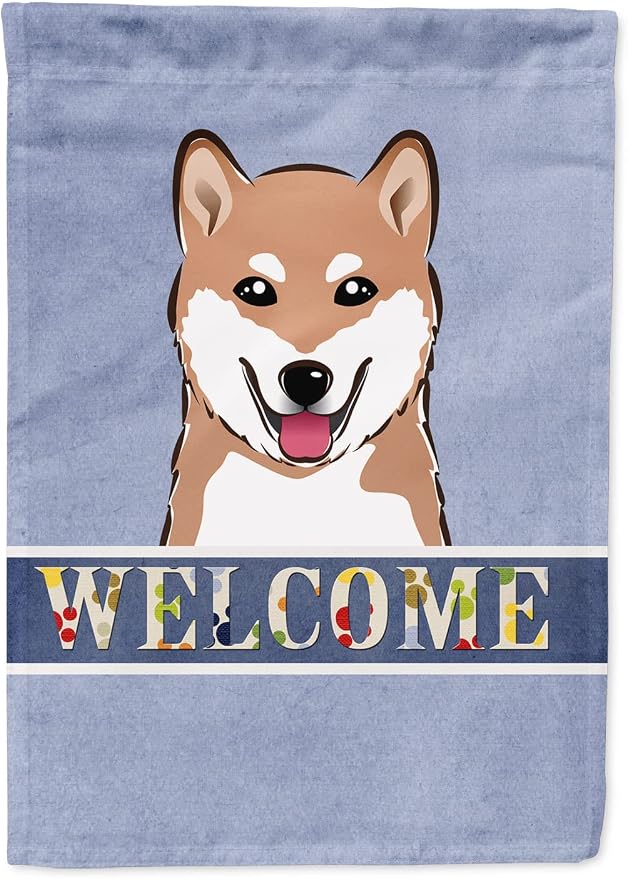 Caroline's Treasures BB1411GF Shiba Inu Welcome Garden Flag, Blue Mailbox Flag Decorative Yard Flag Banner Outside Patio Artwork Yard Flower Beds, Garden Size, Multicolor