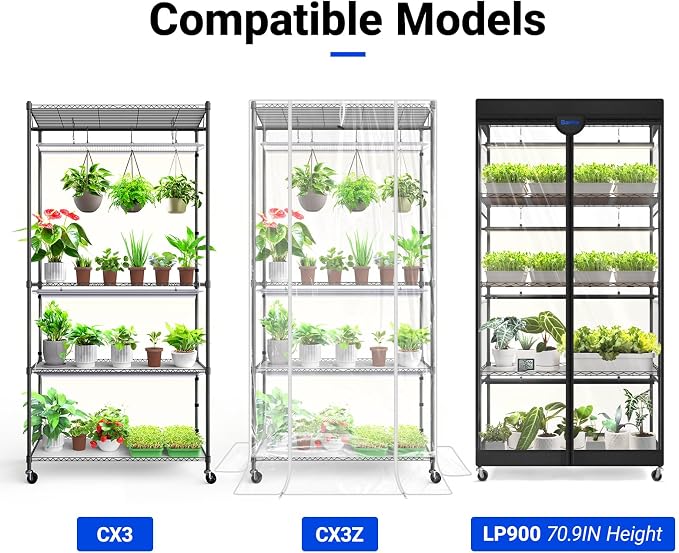 Barrina Indoor Greenhouse Tent, 36.2 × 14.6 × 78.7IN, High-Clarity, Zippered EVA Plant Stand Cover, 2 Ventilation Windows, Specifically Designed to Fit Barrina CX3Z/CX3/LP900 70.9IN Height Plant Stand