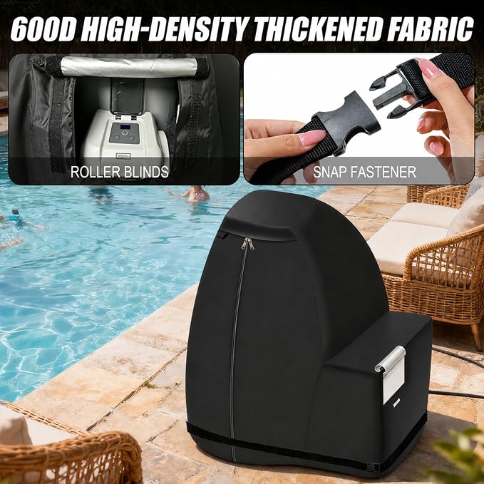 Sand Filter Pump Cover Universal Fit for 12-16 Inch Sand Filters, Heavy Duty 600D Waterproof Pool Pump Cover, All Weather Protection, 1 Zipper & 2 Pipe Openings, 27.5"x25.5"x21.6"