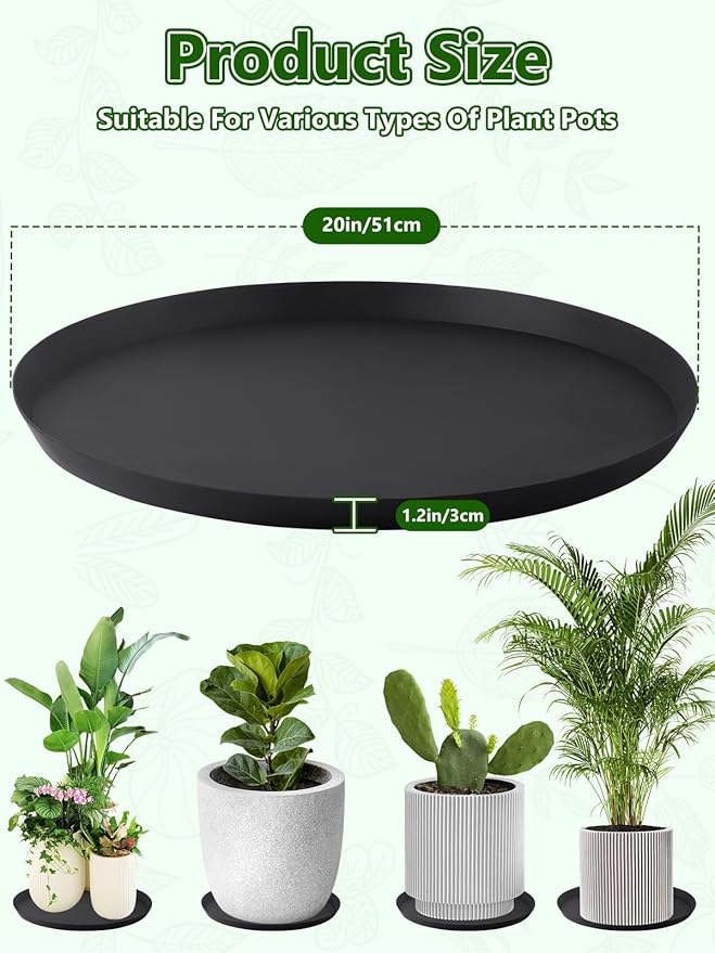 Kalolary 2 Pack Plant Saucer for Potted Plant 20 Inch Plant Pot Saucers Silicone Plant Trays Plant Saucer Growing Tray Heavy Sturdy Silicone Plant Drip Trays for Pots Seed Starter Growing Trays