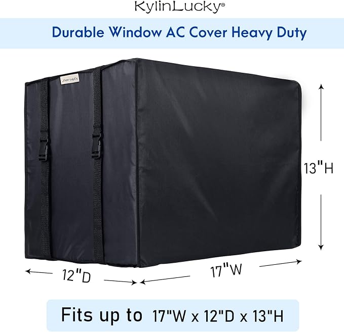 KylinLucky Window Air Conditioner Cover for Outside 17 x 12 x 13 inches | AC Cover with Water-Resistant Oxford Top, UV Resistant, Dust Protection, Black