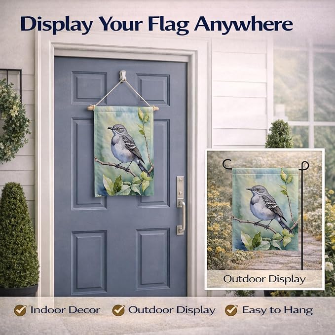 Caroline's Treasures Mississippi Northern Mocking bird Garden Flag Mailbox Flag Decorative Yard Flag Banner Outside Patio Artwork Yard Flower Beds, Garden Size, Multicolor