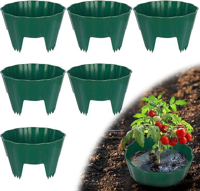 6 Pack of 10 Inch Planting Grow Rings, Planting Protective Round Garden Edging, Keeping Plants Separated, Weed Control and Directing Water to the Roots (10 Inch - 6 Pack - Green)
