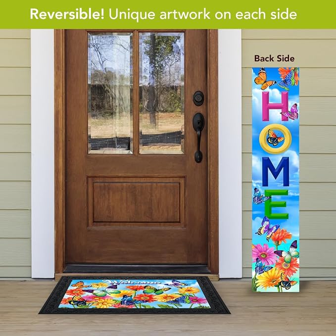 Briarwood Lane Spring Double Sided Reversible Pine Porch Leaner 47x9.5 Butterflies Flip Flops For Spring Porch Leaner