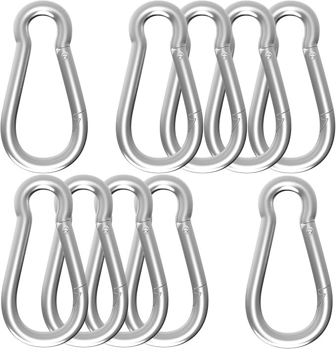Heavy-Duty Carabiner Clip 1.57"–5.5", Black/Silver Spring Snap Hook, Quick Link Keychain Clip for Keys, Swing Set, Camping, Fishing, Hiking & Traveling (120–1350 lbs)