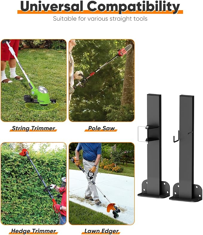 Mondazie 1 Place Weed Eater Rack for Trailer, Utility Open Trailer Trimmer Racks with Lockable Snap Buckle Mount On Landscape Truck Trailer, Weedeater Rack Holder with L-Shaped Base for Lawn Equipment