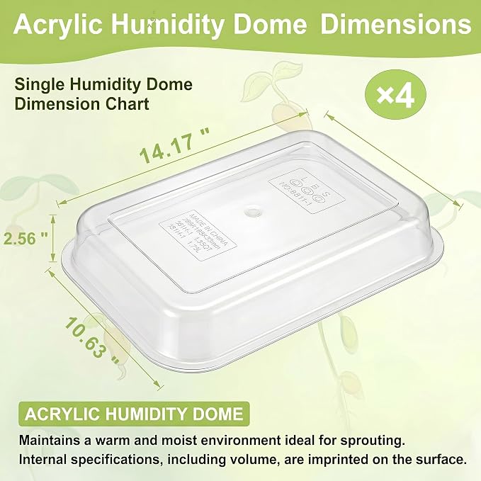 Sprouts Growing Acrylic lid for 4-Tier 14 inch Trays, Microgreens Growing lid, Seed Sprouting Sprouts for Beans Alfalfa Broccoli Wheat Grass