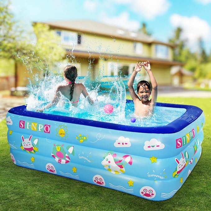 Seasons Inflatable Pool for Kids 58"x40"x20" PVC Thickened Swimming Pool | for Summer Garden & Outdoor Backyard Water Parties