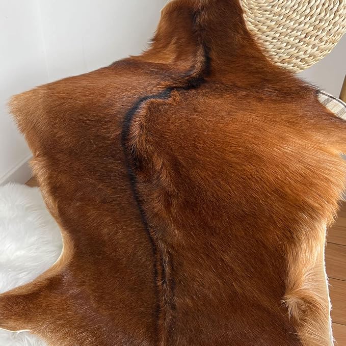 Red Deer Hide Rug Deerskin, 2.3x1.8 ft,Hunting Rug,Fawn Mat,Antelope Carpet | Deer Taxidermy Carpet, Fireplace Deerskin Decor, Fawn Print Rug,Reindeer Hide Area Rug, Animals Mat, Taxidermy Hunting Rug