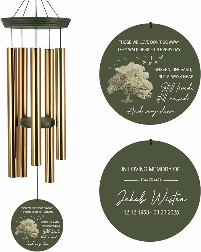 ASTARIN Custom Sympathy Wind Chimes for Loss of Loved One, Remembrance Gift for Loss Husband Wife, Windchimes in Memory of a Loved One, Gifts for Grieving Friends(Produced in Texas)