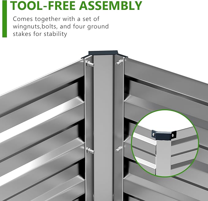 2PCS 12x3x1ft Galvanized Raised Garden Bed,Outdoor Planter Box Metal Patio Kit Planting Bed for Vegetables Flowers Herb,Silver