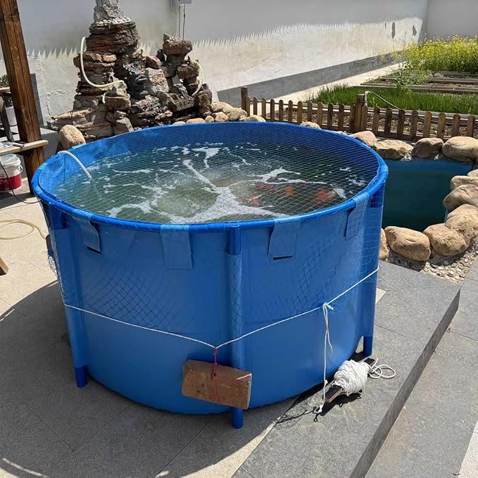Canvas Fish Pond for Koi Large Collapsible Canvas Plastic Above Ground Pond | Agricultural Irrigation Above Ground Pond for Koi Culture with Durable Brackets 78X39 in(3100 L)
